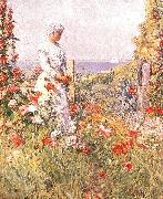 Thaxter in Her Garden Childe Hassam